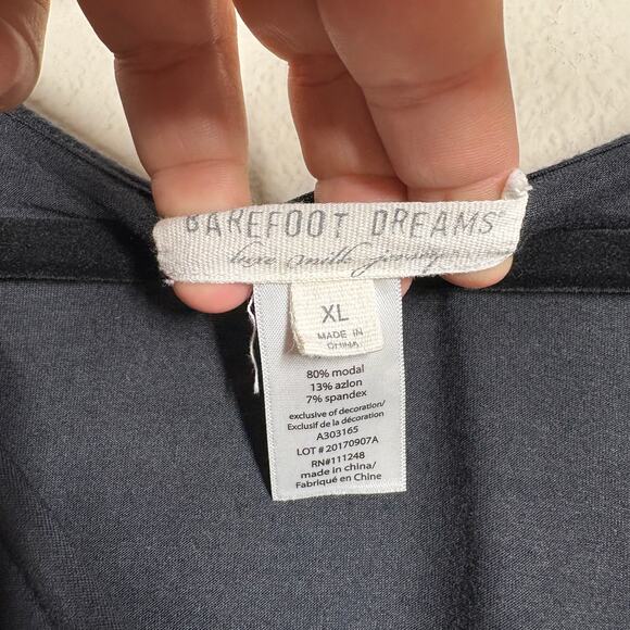 Barefoot Dreams Luxe Milk Jersey Size XL Night Dress Black Sleepwear Lace Trim - Picture 5 of 6